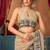 Women's beige modal zari woven saree with blouse