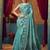 Women's turquoise modal zari woven saree with blouse