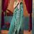 Women's turquoise modal zari woven saree with blouse