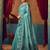 Women's turquoise modal zari woven saree with blouse
