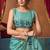 Women's turquoise modal zari woven saree with blouse