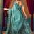 Women's turquoise modal zari woven saree with blouse