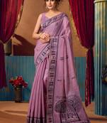 Women's lavender modal zari woven saree with blouse