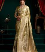 Women's mehendi satin silk zari woven saree with blouse