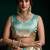 Women's turquoise satin silk zari woven saree with blouse