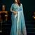 Women's turquoise muga cotton meena zari woven saree with blouse