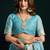 Women's turquoise muga cotton meena zari woven saree with blouse