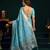 Women's turquoise muga cotton meena zari woven saree with blouse
