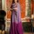 Women's purple cotton contrast pallu saree with blouse