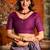 Women's purple cotton contrast pallu saree with blouse