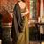 Women's coffee cotton contrast pallu saree with blouse