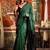 Women's bottle green cotton contrast pallu saree with blouse
