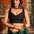 Women's bottle green cotton contrast pallu saree with blouse