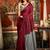 Women's maroon cotton contrast pallu saree with blouse