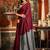 Women's maroon cotton contrast pallu saree with blouse