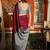 Women's maroon cotton contrast pallu saree with blouse