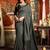Women's dark grey cotton contrast pallu saree with blouse