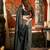 Women's dark grey cotton contrast pallu saree with blouse