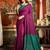 Women's magenta cotton contrast pallu saree with blouse