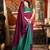 Women's magenta cotton contrast pallu saree with blouse