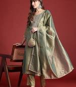 Ethnic Motifs Embroidered Sequinned Liva Republic Day Kurta With Trousers & Dupatta