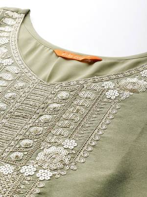 Ethnic Motifs Embroidered Sequinned Liva Republic Day Kurta With Trousers & Dupatta 2