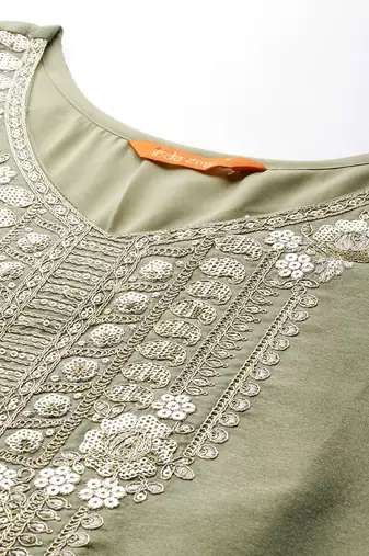 Ethnic Motifs Embroidered Sequinned Liva Republic Day Kurta With Trousers & Dupatta
