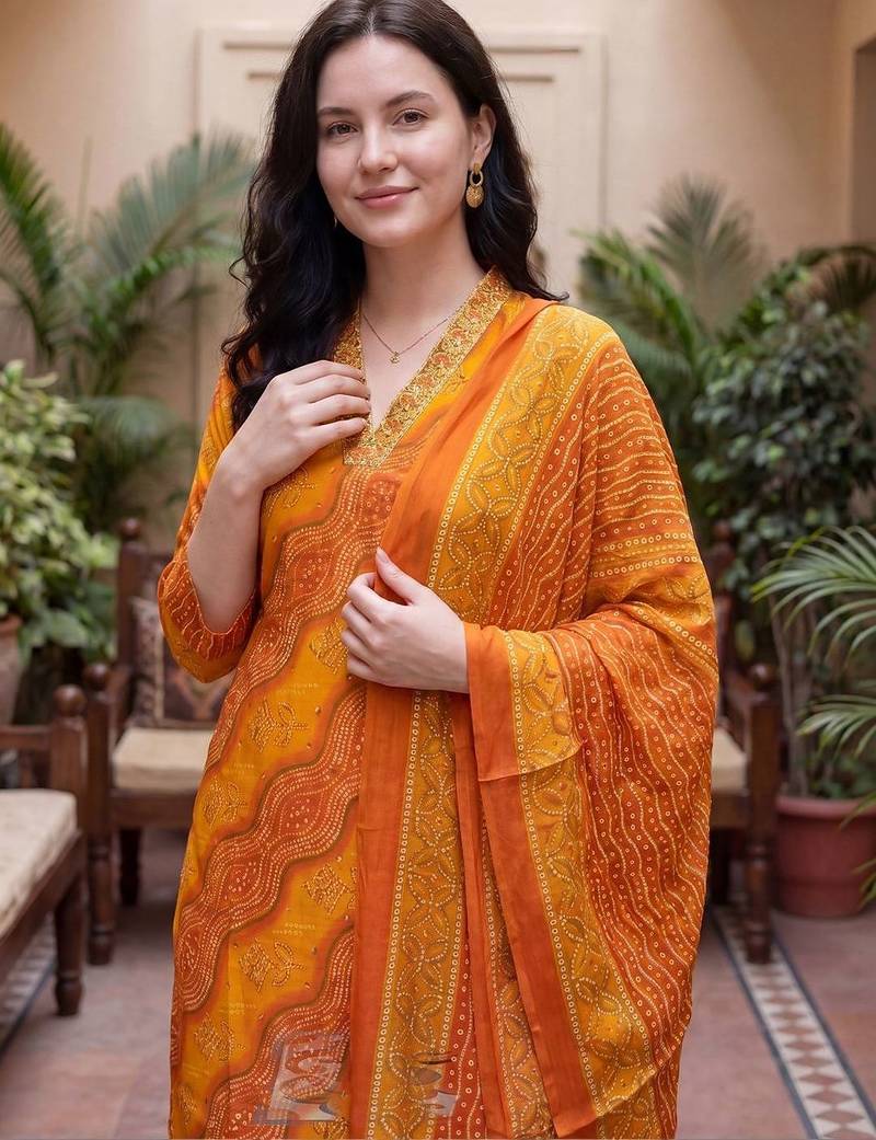 Women Ethnic Motifs Printed Regular Thread Work Kurta with Trousers & With Dupatta