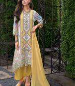 Women Ethnic Motifs Printed Regular Thread Work Liva Kurta with Trousers & With Dupatta