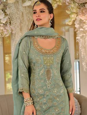 Women Ethnic Motifs Embroidered Regular Mirror Work Kurta with Sharara & With Dupatta 2