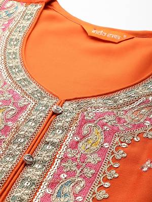 Paisley Embroidered Sequinned Kurta with Palazzos & With Dupatta 2