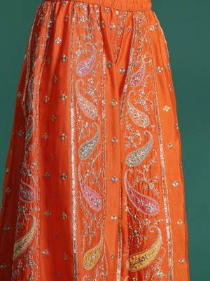 Paisley Embroidered Sequinned Kurta with Palazzos & With Dupatta 3