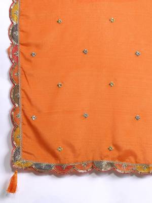 Paisley Embroidered Sequinned Kurta with Palazzos & With Dupatta 4