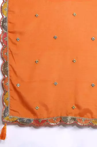 Paisley Embroidered Sequinned Kurta with Palazzos & With Dupatta
