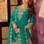Floral Embroidered Sequinned Chinon A-Line Kurta With Palazzos & Dupatta