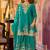 Floral Embroidered Sequinned Chinon A-Line Kurta With Palazzos & Dupatta