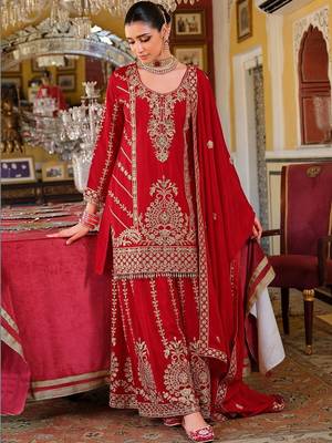 Women Ethnic Motifs Embroidered Regular Kurta with Sharara & With Dupatta 1