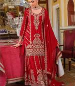 Women Ethnic Motifs Embroidered Regular Kurta with Sharara & With Dupatta
