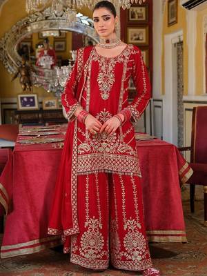 Women Ethnic Motifs Embroidered Regular Kurta with Sharara & With Dupatta 2