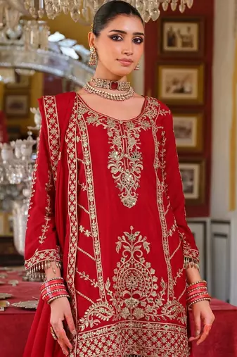 Women Ethnic Motifs Embroidered Regular Kurta with Sharara & With Dupatta