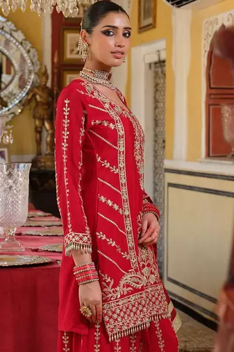 Women Ethnic Motifs Embroidered Regular Kurta with Sharara & With Dupatta