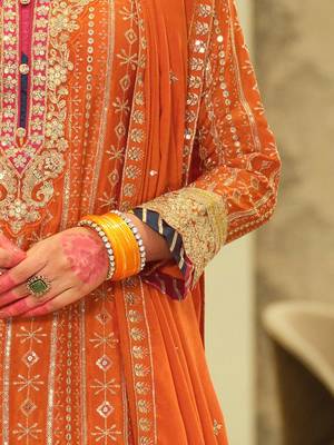 Ethnic Motifs Embroidered Sequinned Straight Kurta & Sharara With Dupatta 5