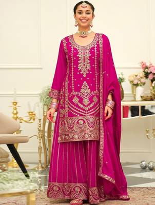 Women Ethnic Motifs Embroidered Kurta with Palazzos & Dupatta 1