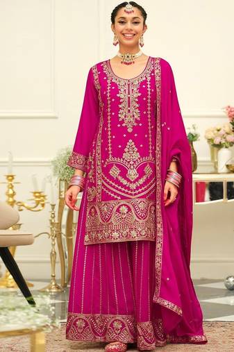 Women Ethnic Motifs Embroidered Kurta with Palazzos & Dupatta