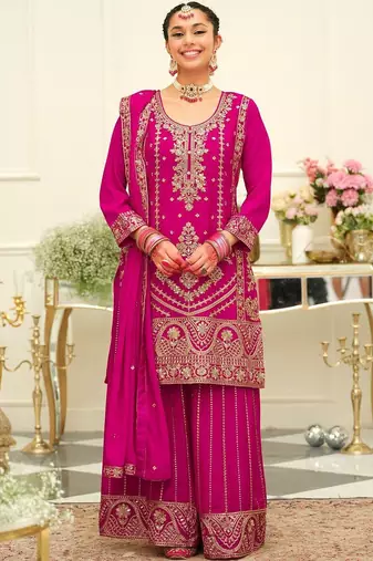 Women Ethnic Motifs Embroidered Kurta with Palazzos & Dupatta