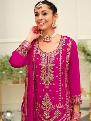 Women Ethnic Motifs Embroidered Kurta with Palazzos & Dupatta 5
