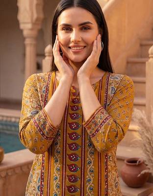 Women Ethnic Motifs Printed Regular Pure Cotton Kurta with Trousers & With Dupatta 2