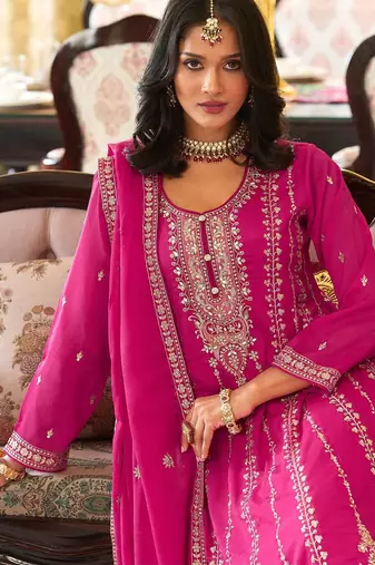 Women Floral Embroidered Kurta with Palazzo & Dupatta