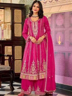 Women Floral Embroidered Kurta with Palazzo & Dupatta 2