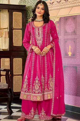Women Floral Embroidered Kurta with Palazzo & Dupatta